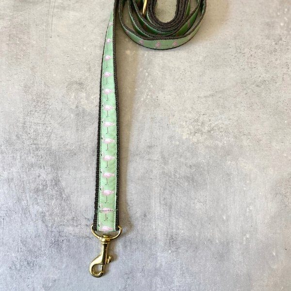 Hunni Flamingo // Handgefertigte Hundeleine mit Messingdetails (Flamingo)