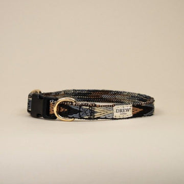 Drew's Dogwear Dark Arrow // Weiches Halsband in blau-braunem Muster