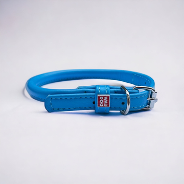 Waudog // Rundes Lederhalsband (blau)