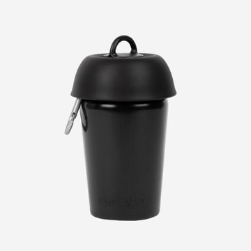 Springer Bottle Flip // Trinkflasche mit faltbarem Napf für Hunde (schwarz)