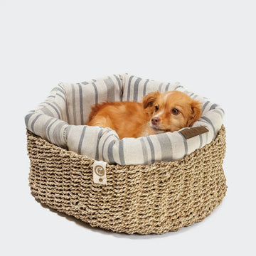 Cloud7 Basket Lazy // Runder Hundekorb mit weichem Innenkissen (blaue Streifen)