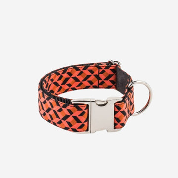 Brott Er // Handgefertigtes Hundehalsband aus Nylon (geometrisch orange)