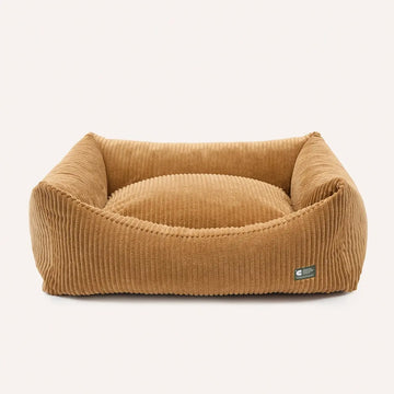 Cafide Snozy // Weiches Hundebett mit waschbarem Samtbezug (Senf)