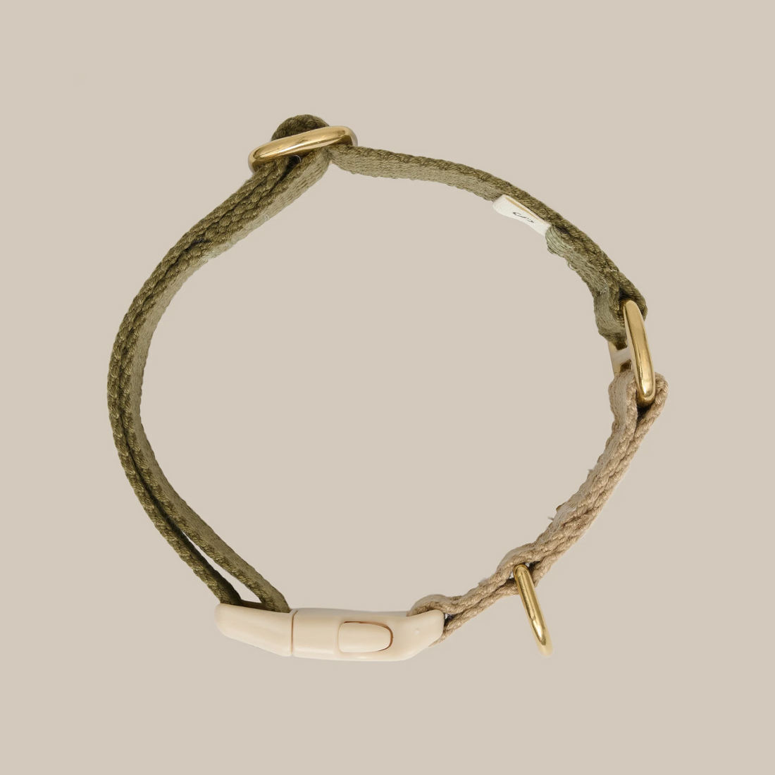 Drew's Dogwear Olive // Verstellbares Halsband (grün/beige)