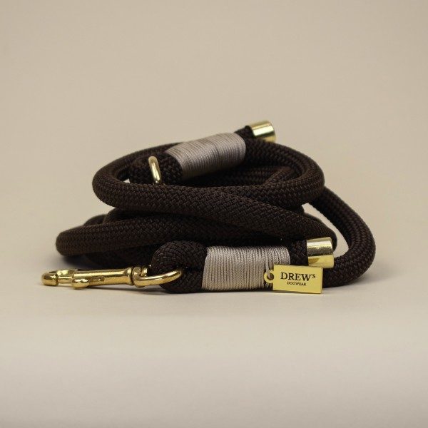 Drew's Dogwear Espresso // Verstellbare und weiche Seilleine (dunkelbraun)