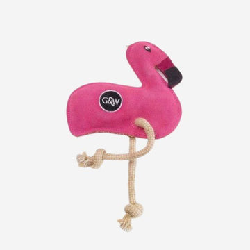 Floyd The Flamingo // Hundespielzeug aus Seil und Wildleder (Flamingo)