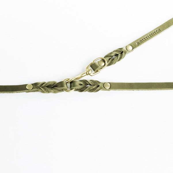 Butter Olive // Verstellbare Leine aus weichem Leder (olivgrün)
