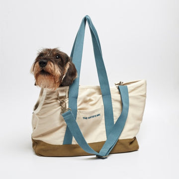 Constantin Bag // Bunte Hundetasche mit Cross-Body-Gurt (blau/khaki)