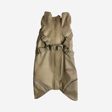 Puppy Bohème // Step-in Hunderegenjacke mit Geschirr (Café Latte)