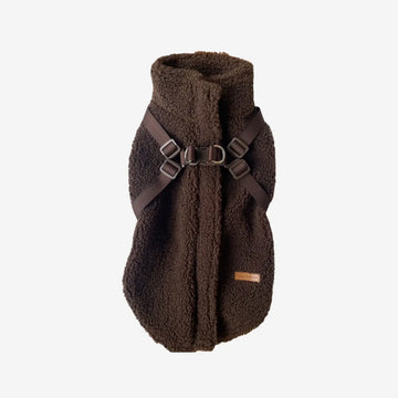 Puppy Bohème // Weiche Teddyjacke mit Geschirr (Espresso)