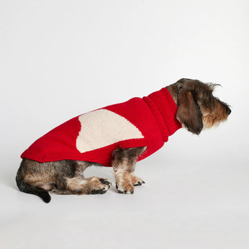 Rene Sweater // Hundepullover mit Geschirrzugang (rot) klein