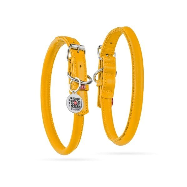 Waudog // Rundes Lederhalsband (gelb)