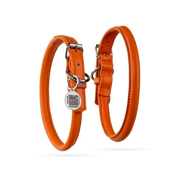 Waudog // Rundes Lederhalsband (orange)