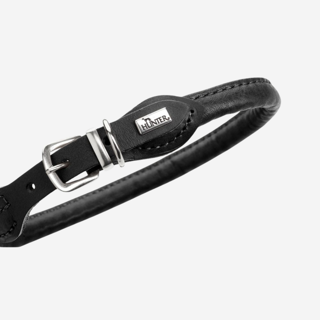 Hunter Round and Soft // Rundgenähtes Lederhalsband (schwarz)