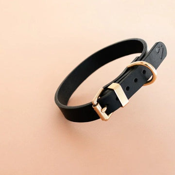 Vackertass Collar // Klassisches Lederhalsband (schwarz)