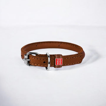 Waudog // Rundes Lederhalsband (Cognac)