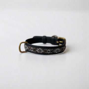 Zinj Ombina Black // Handgefertigtes Hundehalsband mit Perlen