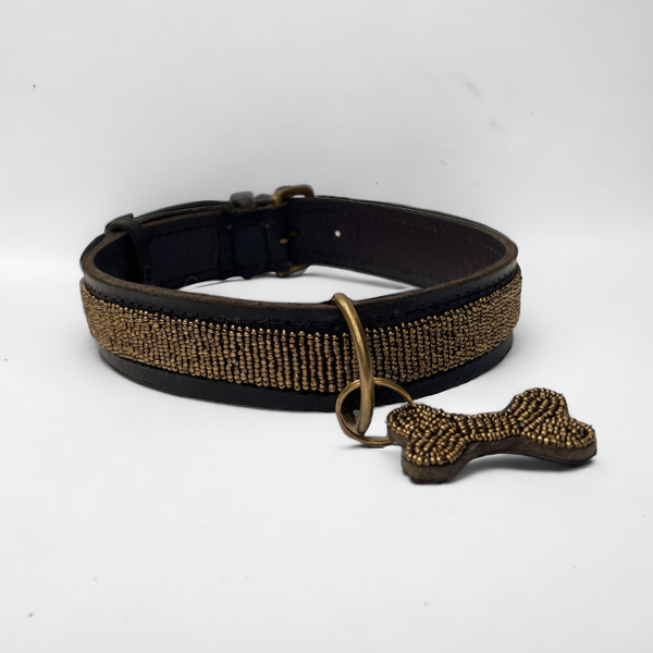 Zinj Copper // Handgefertigtes Hundehalsband mit Perlen