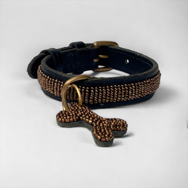 Zinj Copper // Handgefertigtes Hundehalsband mit Perlen