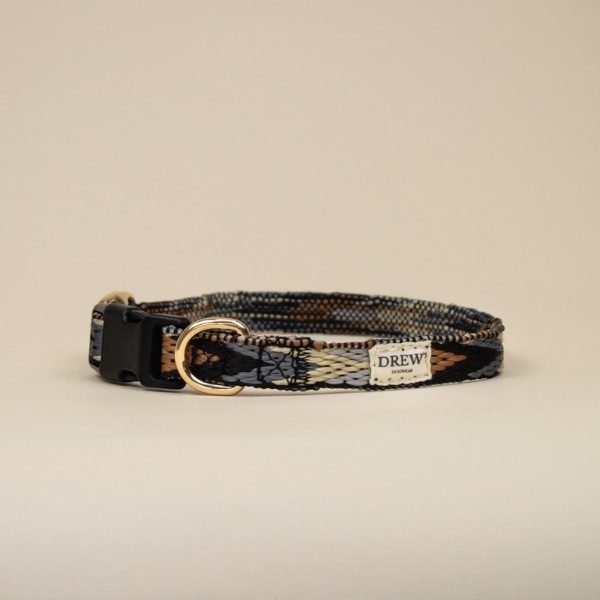 Drew's Dogwear Dark Arrow // Weiches Halsband in blau-braunem Muster