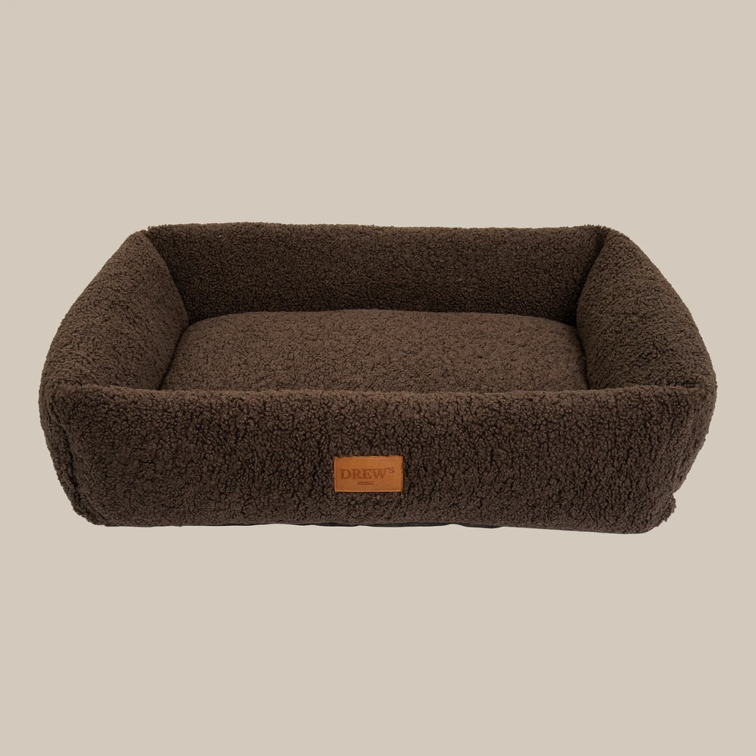 Drew's Dogwear Nuna // Teddyweiches und waschbares Hundebett mit Memory-Schaum (braun)