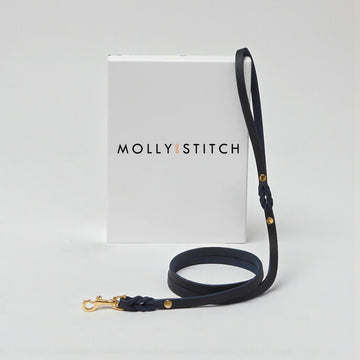 Butter Navy City Leash // Klassische Hundeleine aus weichem Leder (Dunkelblau)