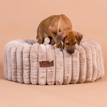 Paikka Donut Bett // Rundes Plüsch-Hundebett mit Memory-Schaum (beige)