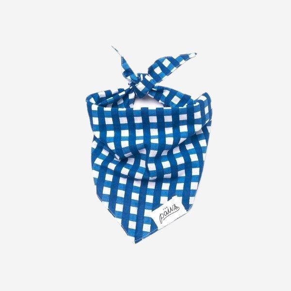 Classic Blue Check // Hundehalstuch mit Karos (blau) Groß
