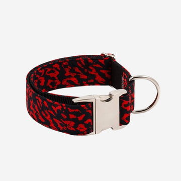 Brott Conesa // Handgefertigtes Hundehalsband aus Nylon (roter Leopard)