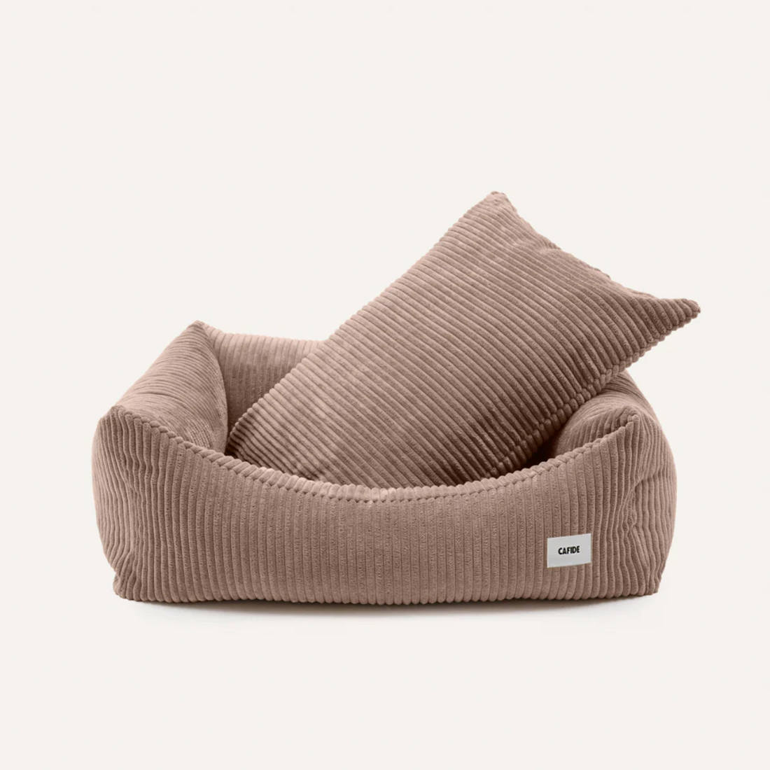 Cafide Snozy // Weiches und waschbares Hundebett aus Samt (beige) 