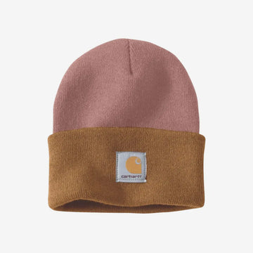 Carhartt Beanie // Zweifarbige Strickmütze (braun/pink)