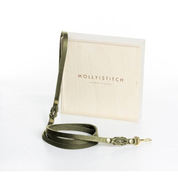 Butter Olive City Leash // Klassische Hundeleine aus weichem Leder (olivgrün)