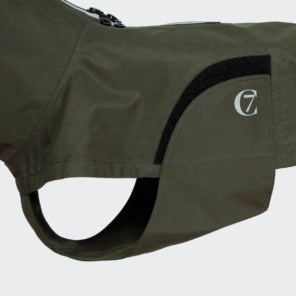 Cloud7 Dublin, Französische Bulldogge // Wasser- und winddichte Regenjacke (oliv)