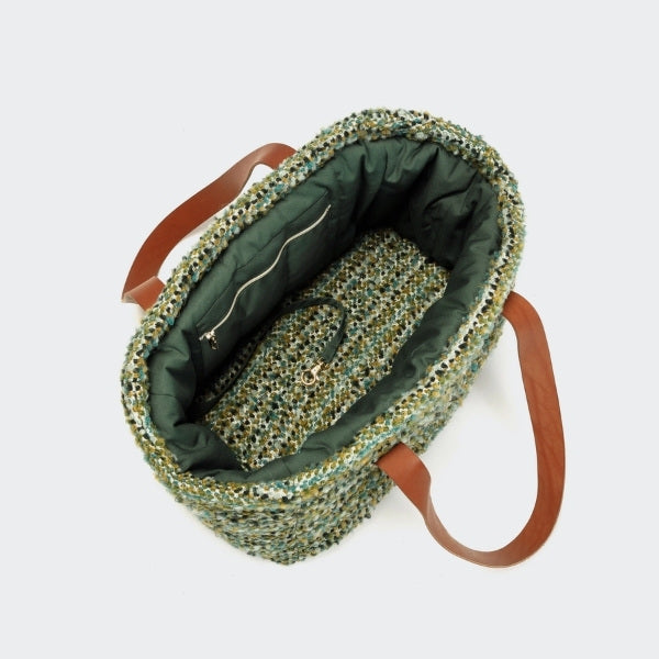 Cloud7 Verona // Luxus-Hundetasche aus Wolle (Jacquardgrün)