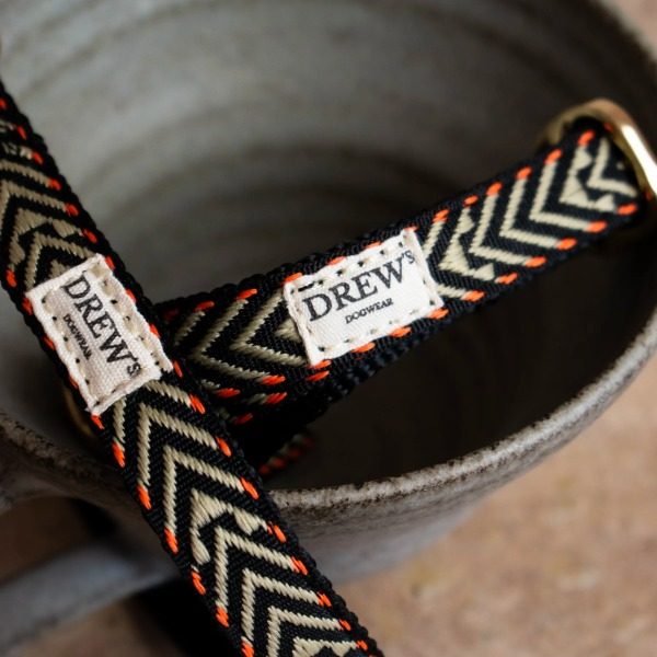 Drew's Dogwear Bright Orange // Verstellbares Halsband (beige/orange)