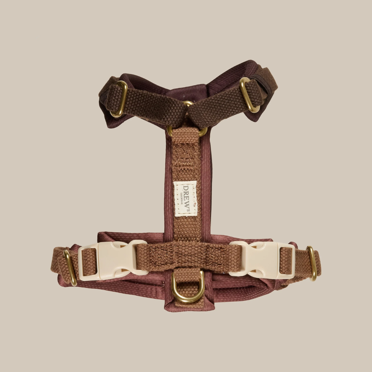 Drew's Dogwear Chocolate Pro // Verstellbares und weiches Y-Geschirr (dunkelbraun)