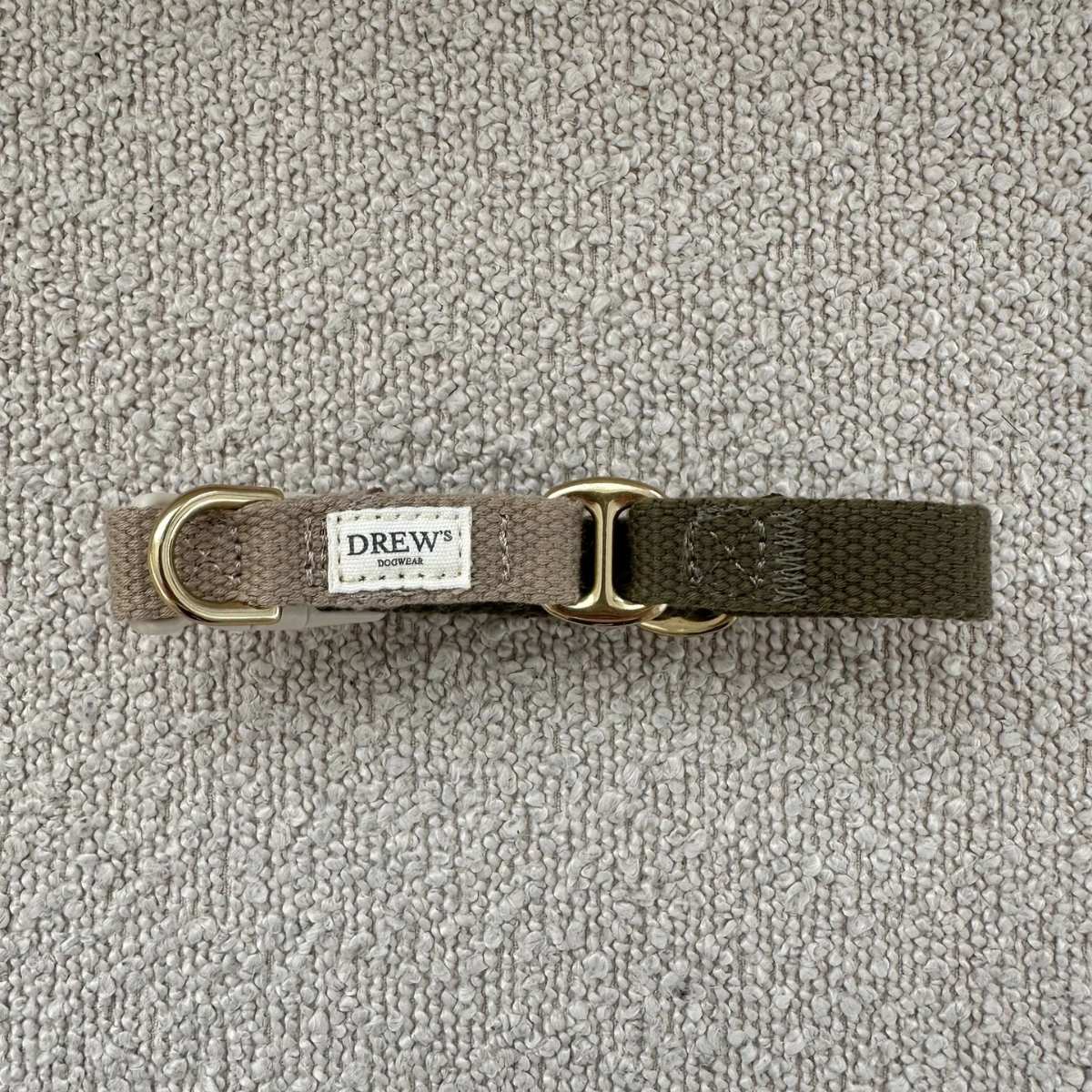Drew's Dogwear Olive // Verstellbares Halsband (grün/beige)