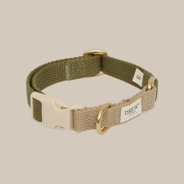 Drew's Dogwear Olive // Verstellbares Halsband (grün/beige)
