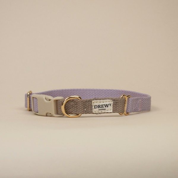 Drew's Dogwear Lavender // Verstellbares Halsband (lila/beige)