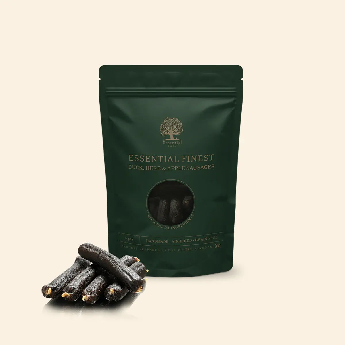 Essential Finest // Luftgetrocknete Luxus-Snackwürstchen (Ente &amp; Apfel)