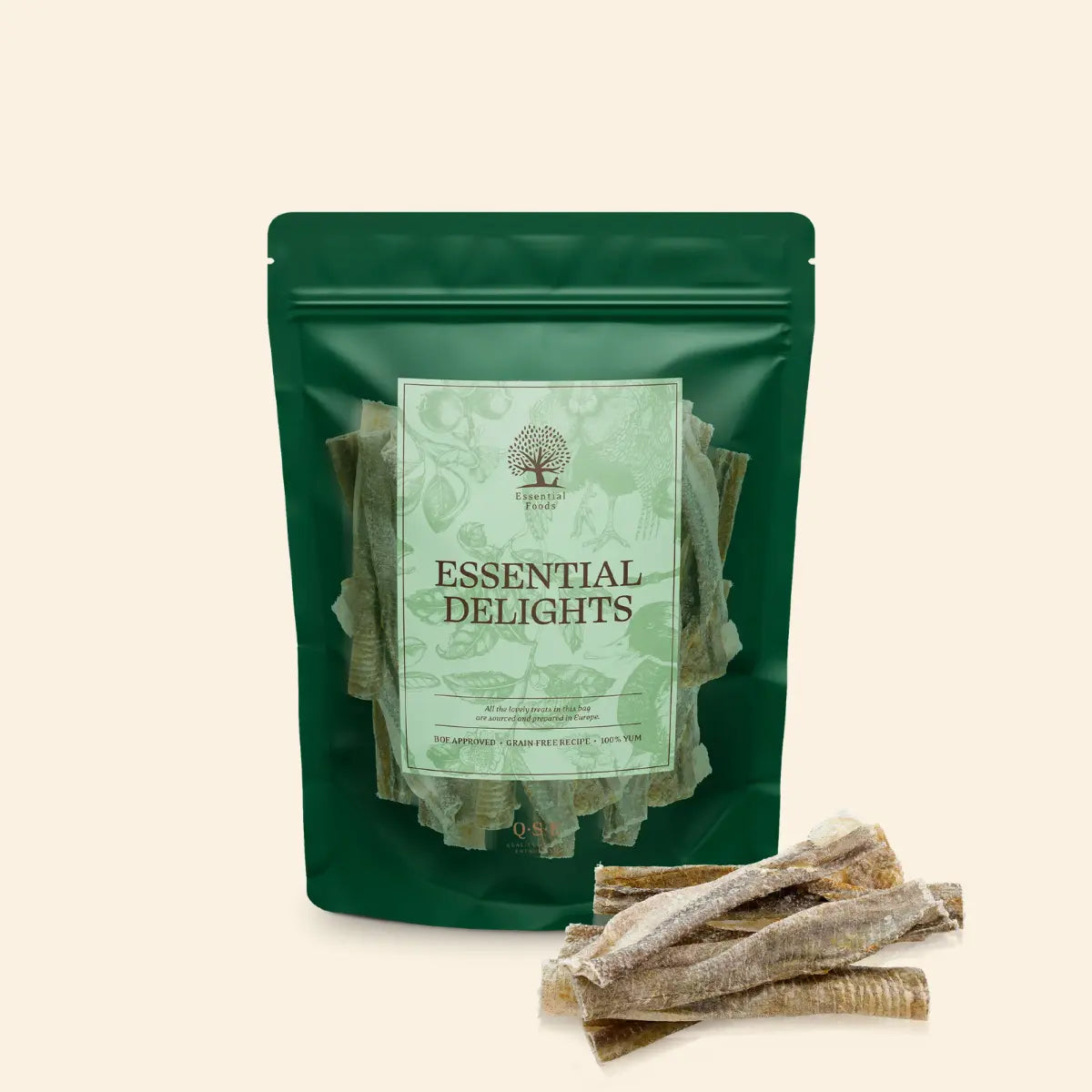Essentielle isländische Fischfreuden // 100 % getrocknete isländische Kabeljauhäute (100 g)