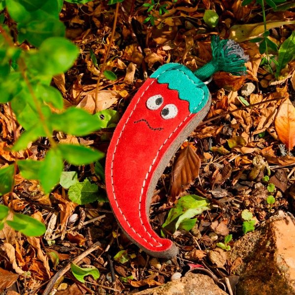 Chad the Red Hot Chilli // Hundespielzeug aus natürlichem Wildleder (Chili)