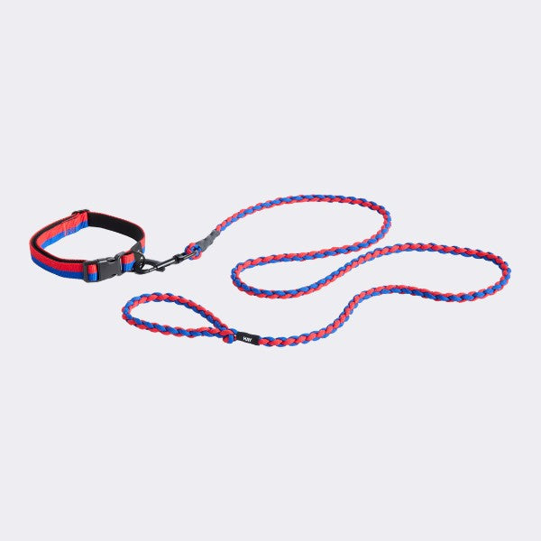 HAY Dogs Flat // Verstellbares Halsband aus weichem Nylon (rot/blau)