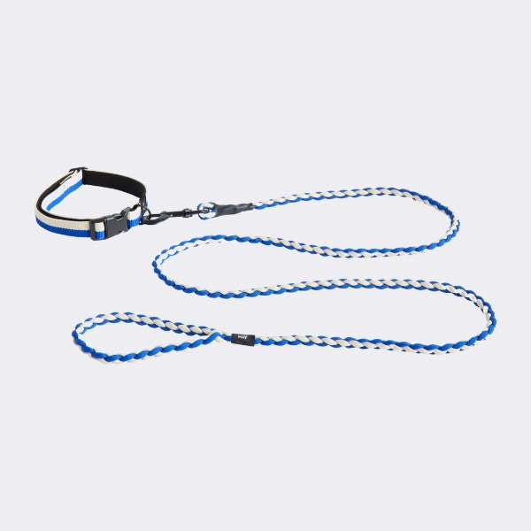 HAY Dogs Flat // Verstellbares Halsband aus weichem Nylon (blau/weiß)