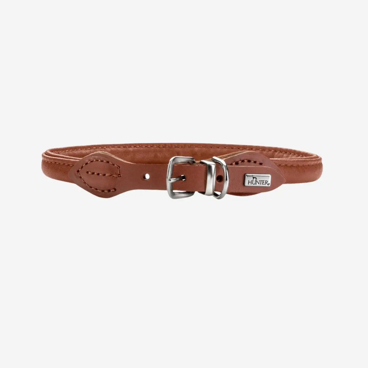 Hunter Round and Soft // Rundgenähtes Lederhalsband (Cognac)