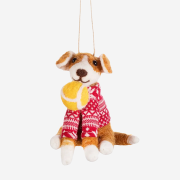 Dog with Ball // Juleophæng med hund i filt