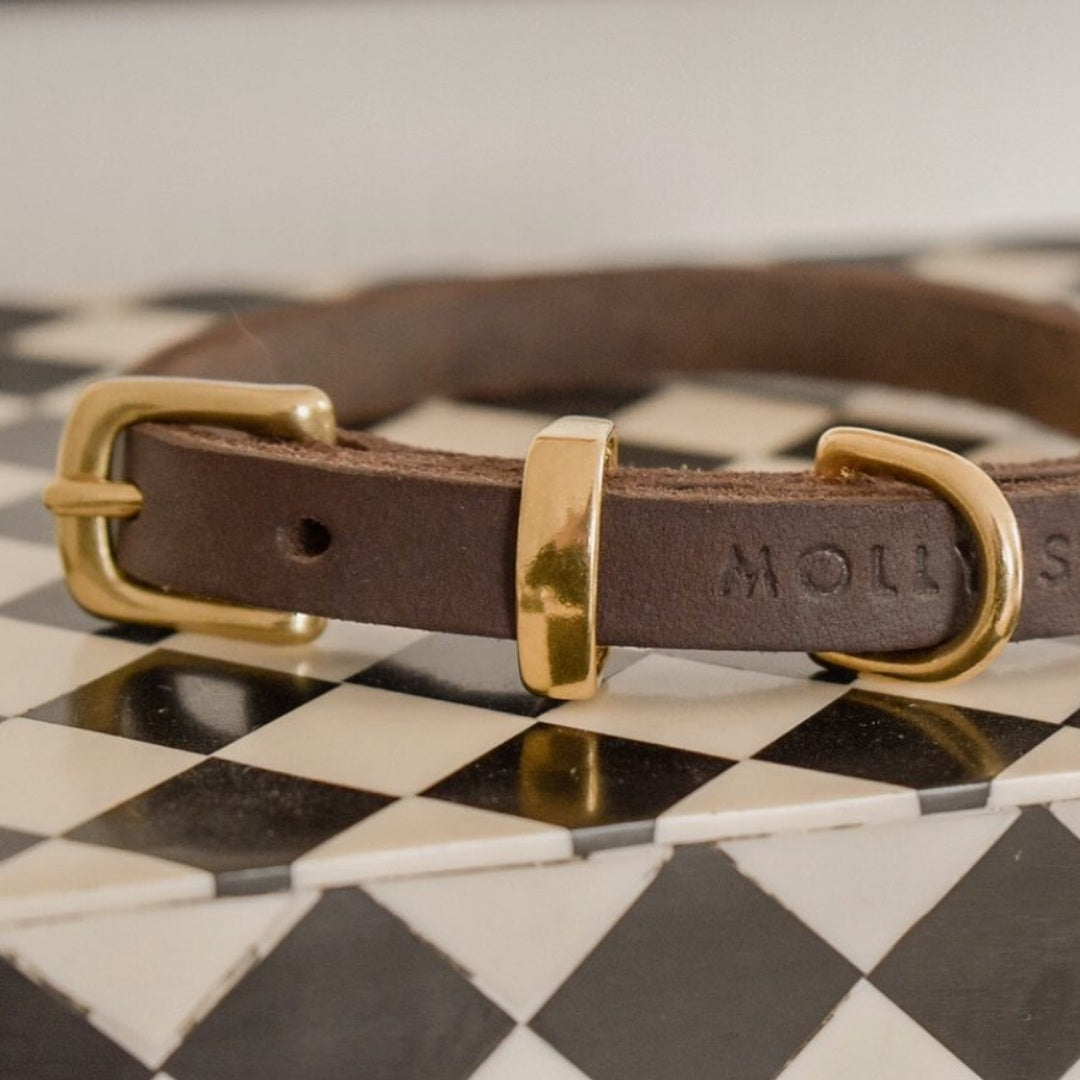 Butter Classic // Weiches Lederhalsband (dunkelbraun)