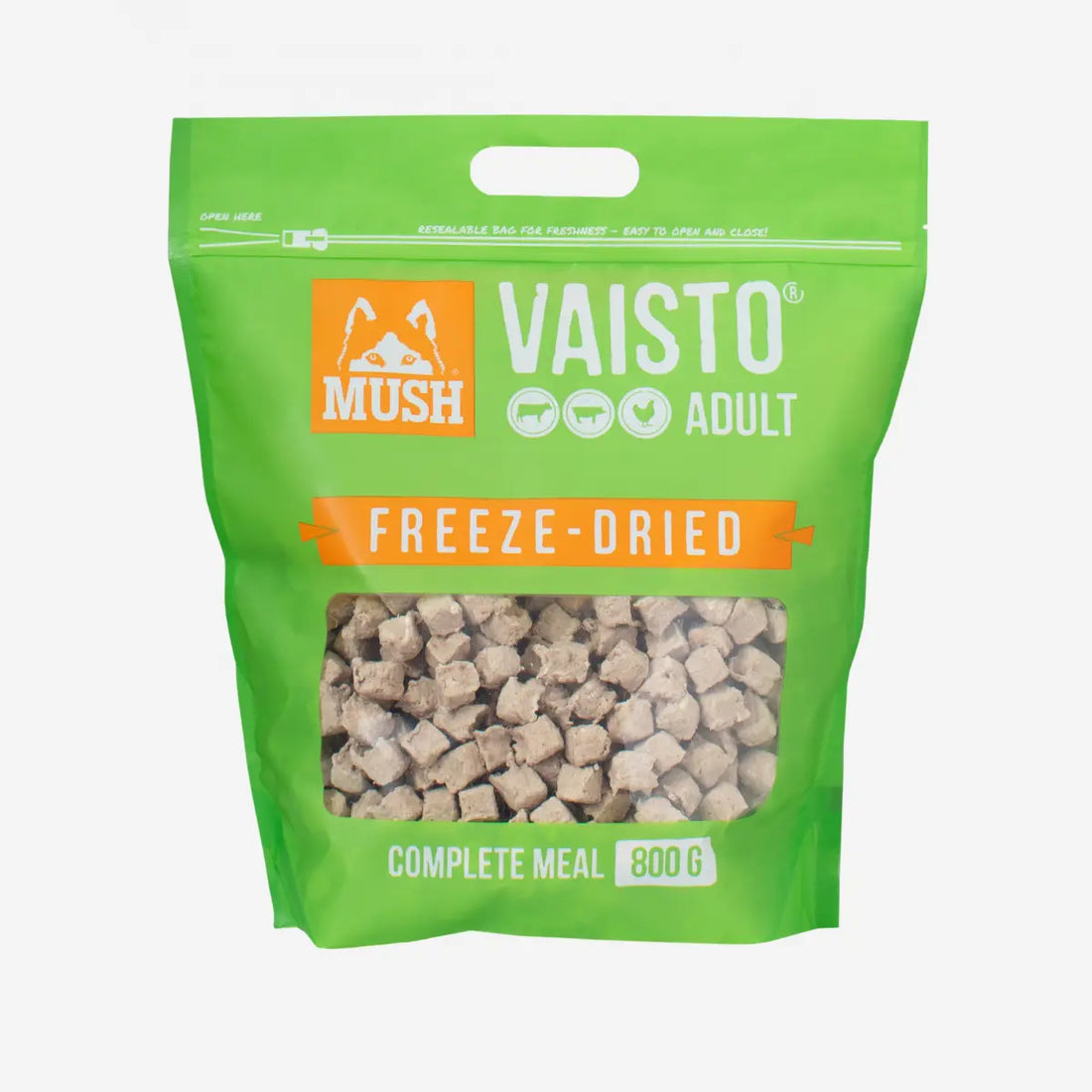 Mush Green gefriergetrocknet // Weiches Futter für Hunde mit empfindlichem Magen (Rind, Schwein, Huhn)