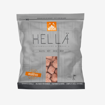Mush Hella // 90 % Rindfleisch ohne Knochen (gefroren) 3 kg.
