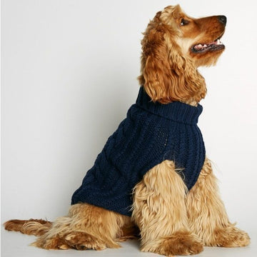 John B. Sweater // Hundepullover aus Merinowolle und Kaschmir (Marineblau) Klein